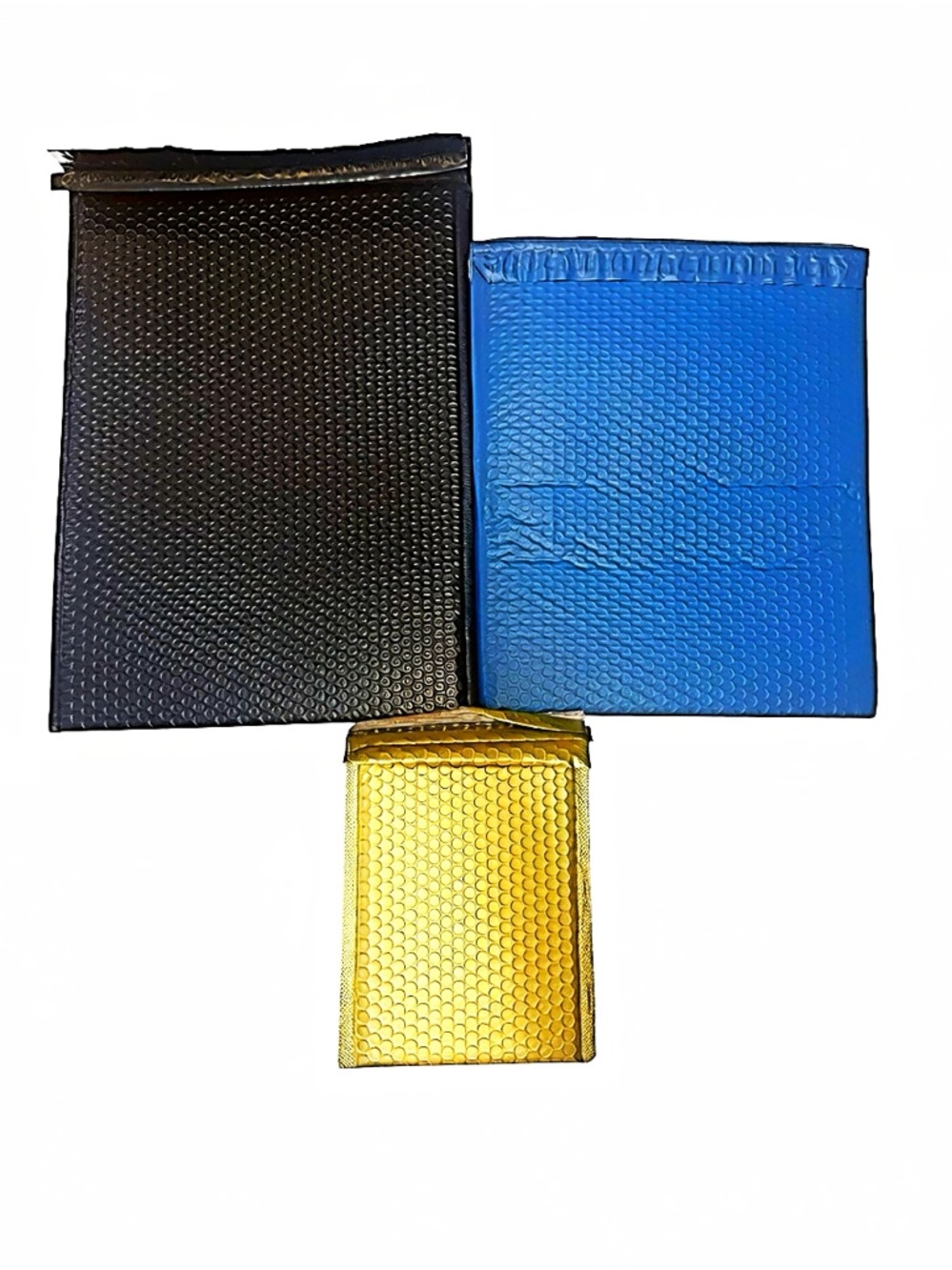 Metallic Bubble Mailer Envelopes - Black, Blue, Gold 21 Units